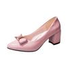 Fashion Spring/autumn Women's Shoes Soft Bottom Bow Round Headed Shallow Mouth Mid-high Heels Work Shoes Available in All Seasons