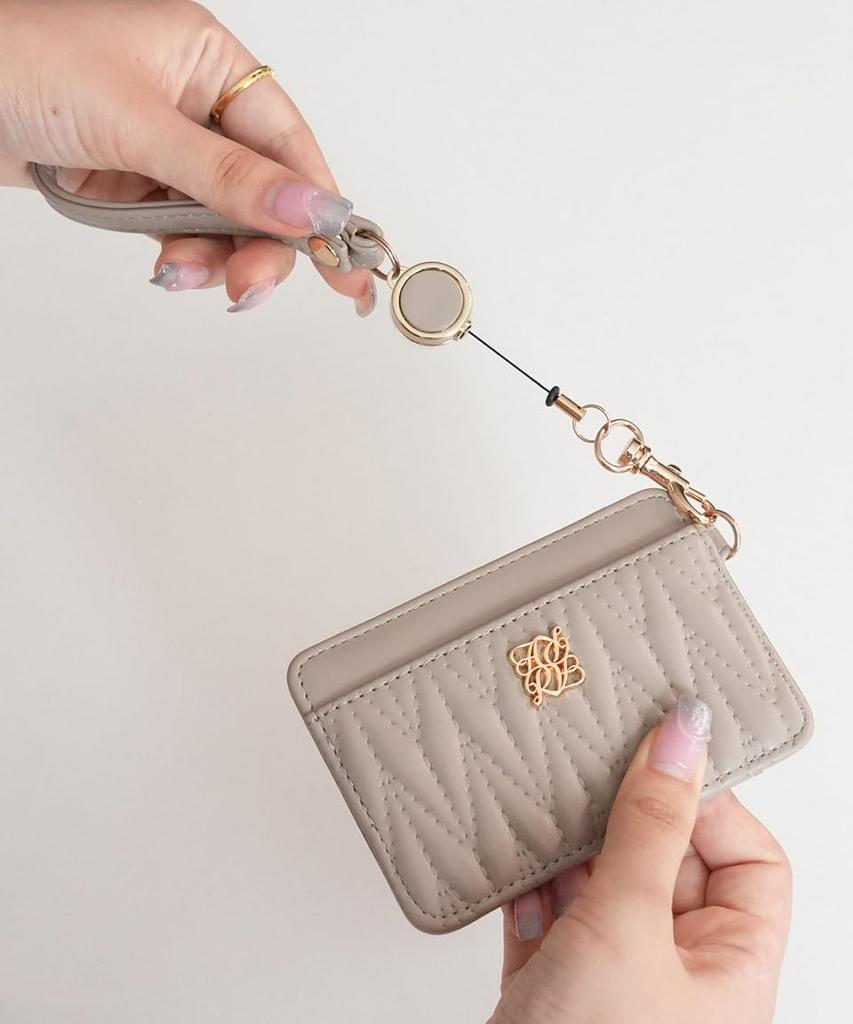 Altro Rose Gray Pass Card Commuter IC Card Perfect for and Includes Reel and Cute Quilted Rosia Synthetic Muted Beautiful Quilted Product Case,