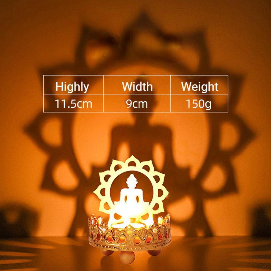 1 Pcs Hollow Out Flower Candle Stand Lotus Buddha Lamp Base Ornaments Metal Light and Shadow Art