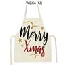 Kitchen Aprons for Women Men Merry Christmas Letters Printed Linen Bibs Household Cleaning Pinafore Home Cooking Apron Delantal