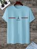 Summer 100% cotton men's loose size comfortable Paris letter print slim casual sports round neck short sleeve T-shirt top