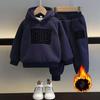 Kinder Winter Plus Samt Warme Pullover Hosen Zwei Pcs Set Jungen Mädchen Baumwolle Sweatshirts Sport Casual Kleidung Anzug