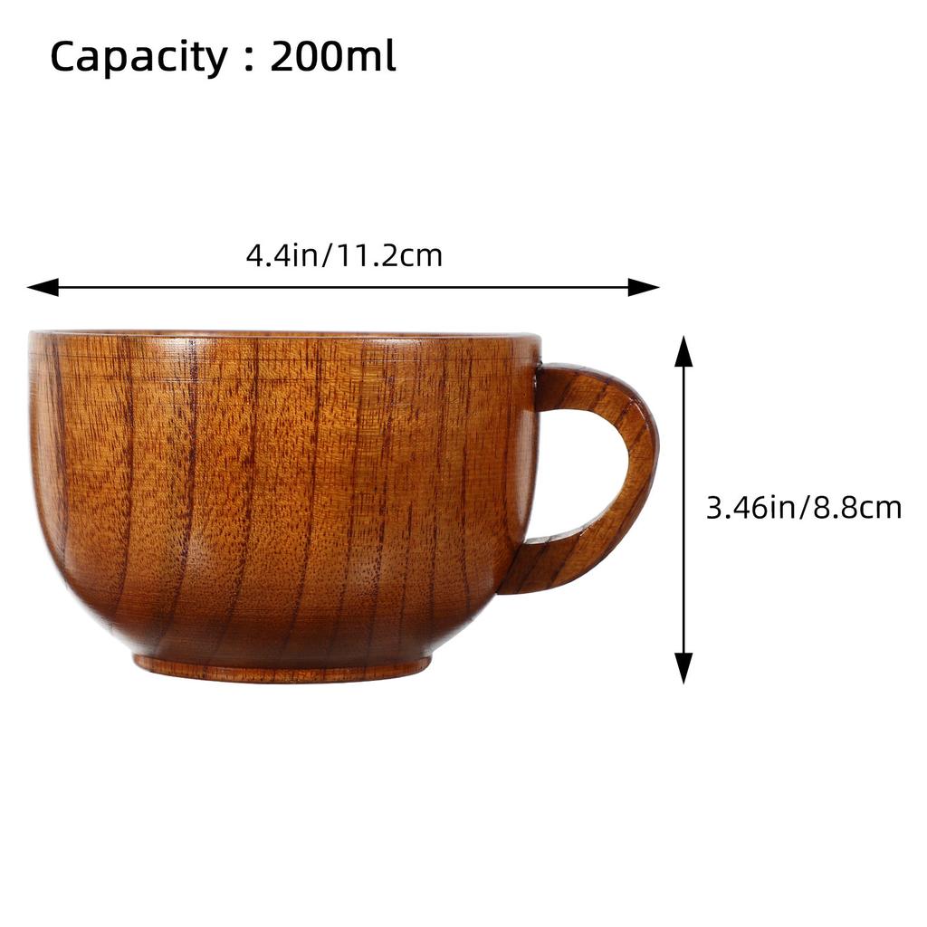 Small Coffee Cup Wooden Cup 200Ml Ergonomic Handle Stylish Tea Coffee Mug Handheld Office Water Mug Wooden Cups