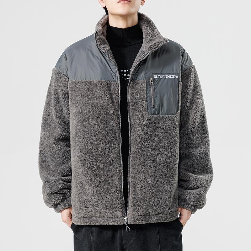 Thick Cotton-padded Jacket for Men's Autumn and Winter New Thickened Thermal Cotton Jacket for Men's Splicing Stand-up Collar Cotton Jacket
