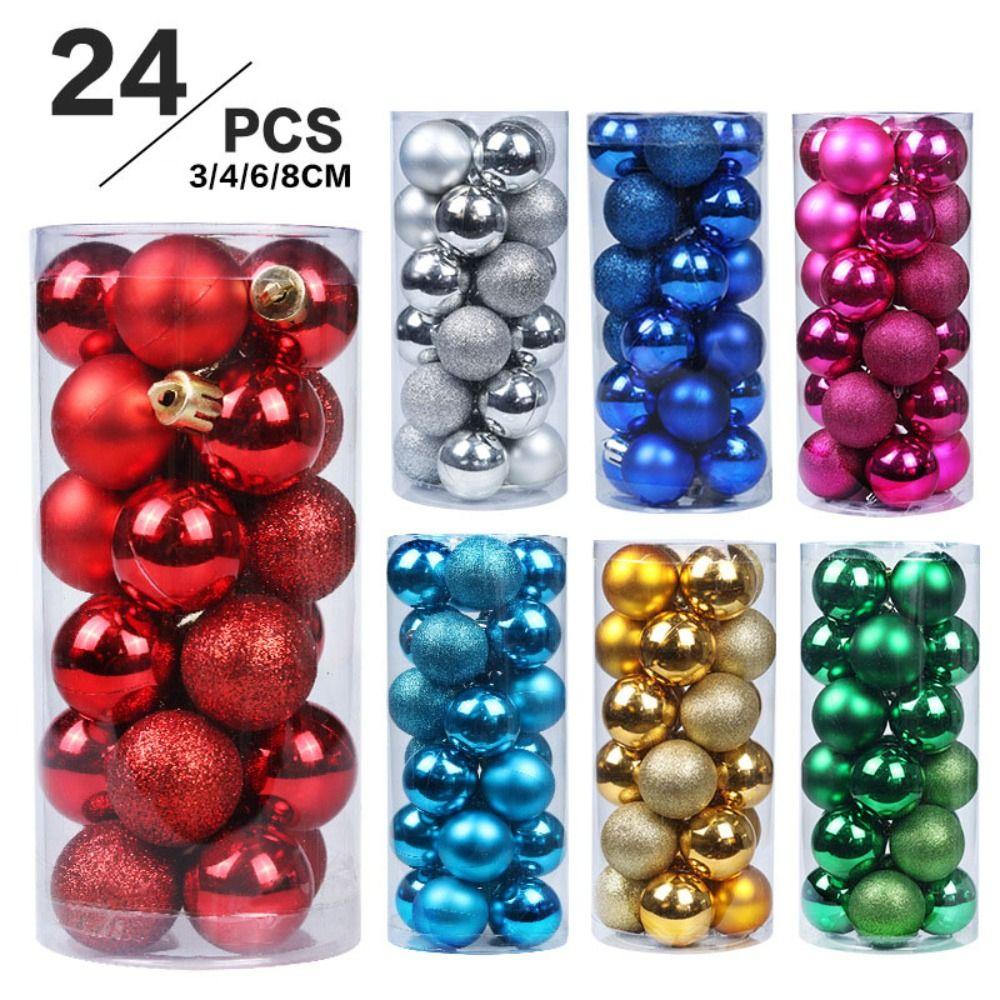 24Pcs 3/5CM Christmas Tree Ornaments Hang Pendant Xmas Tree Baubles Christmas Balls  Xmas Tree
