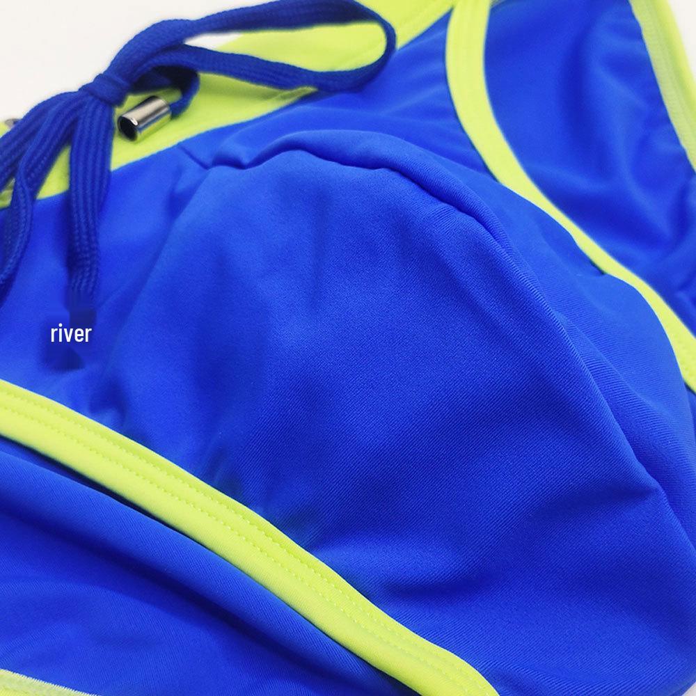 UXH Men's Sexy High-Cut Color Block Triangle Swim Briefs - European & American Fashion