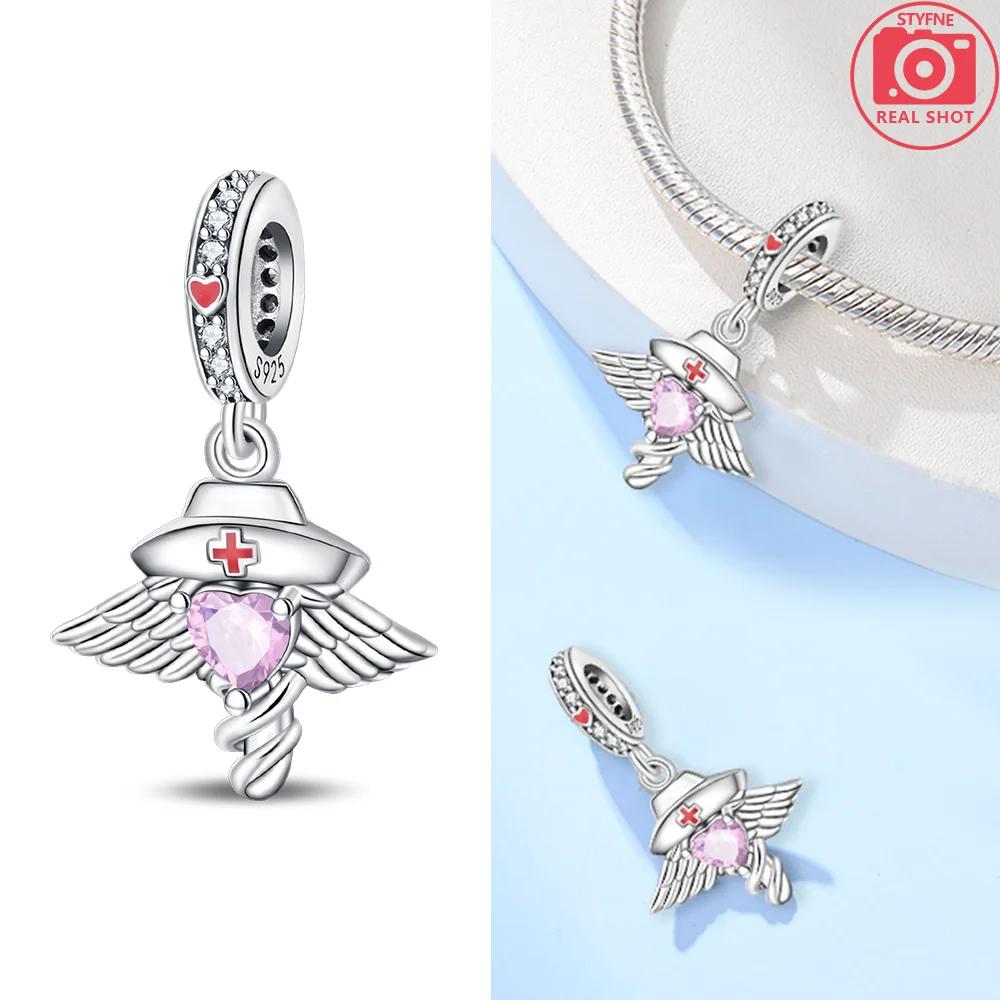 Copper Dental Medical Series Emergency Kit Nurse Hat Stethoscope Charms Pendants Fit Original Bracelets Diy Jewelry