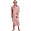Mens Striped Nightgown Robe with Hat Long Sleeve Full Length Pompom Trim Adjustable Sleep Cap Arabian Pajamas