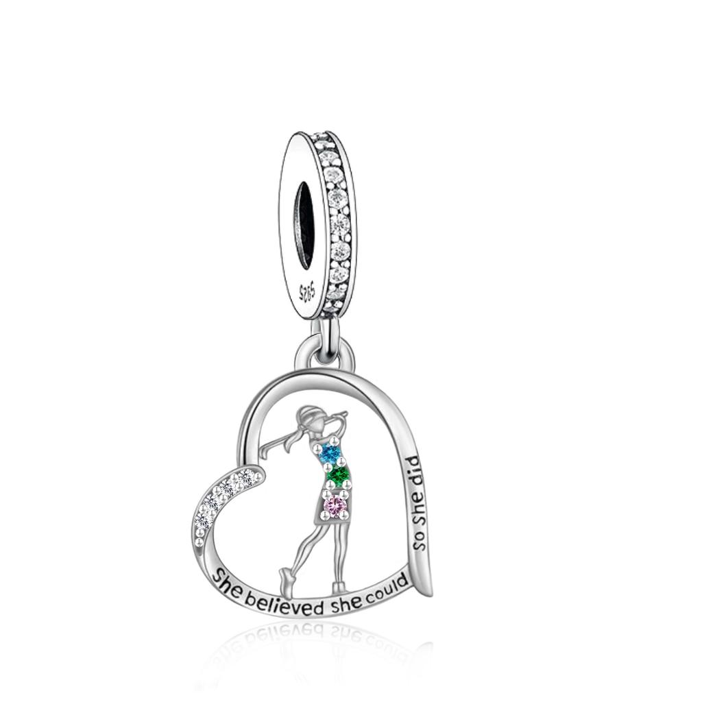 Fit Charm Bracelet 925 Silver Swimming Pole Dance Cheerleader Golf Volleyball Baseball Runner Bead For Making Berloque