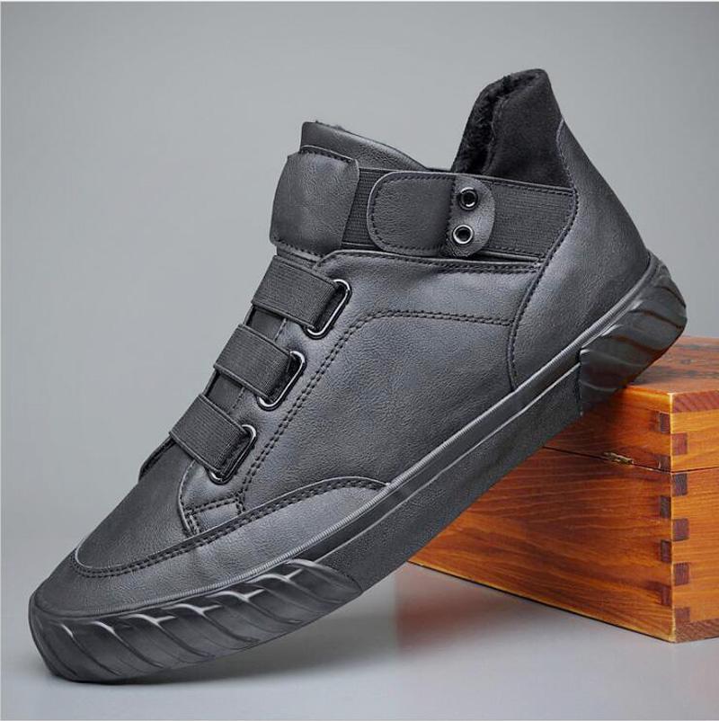 

2024 Зима Новые Мужские Модные Простые Высокие Топы Теплые Плюшевые Кожаные Сапоги Повседневная Обувь Короткие Сапоги 10