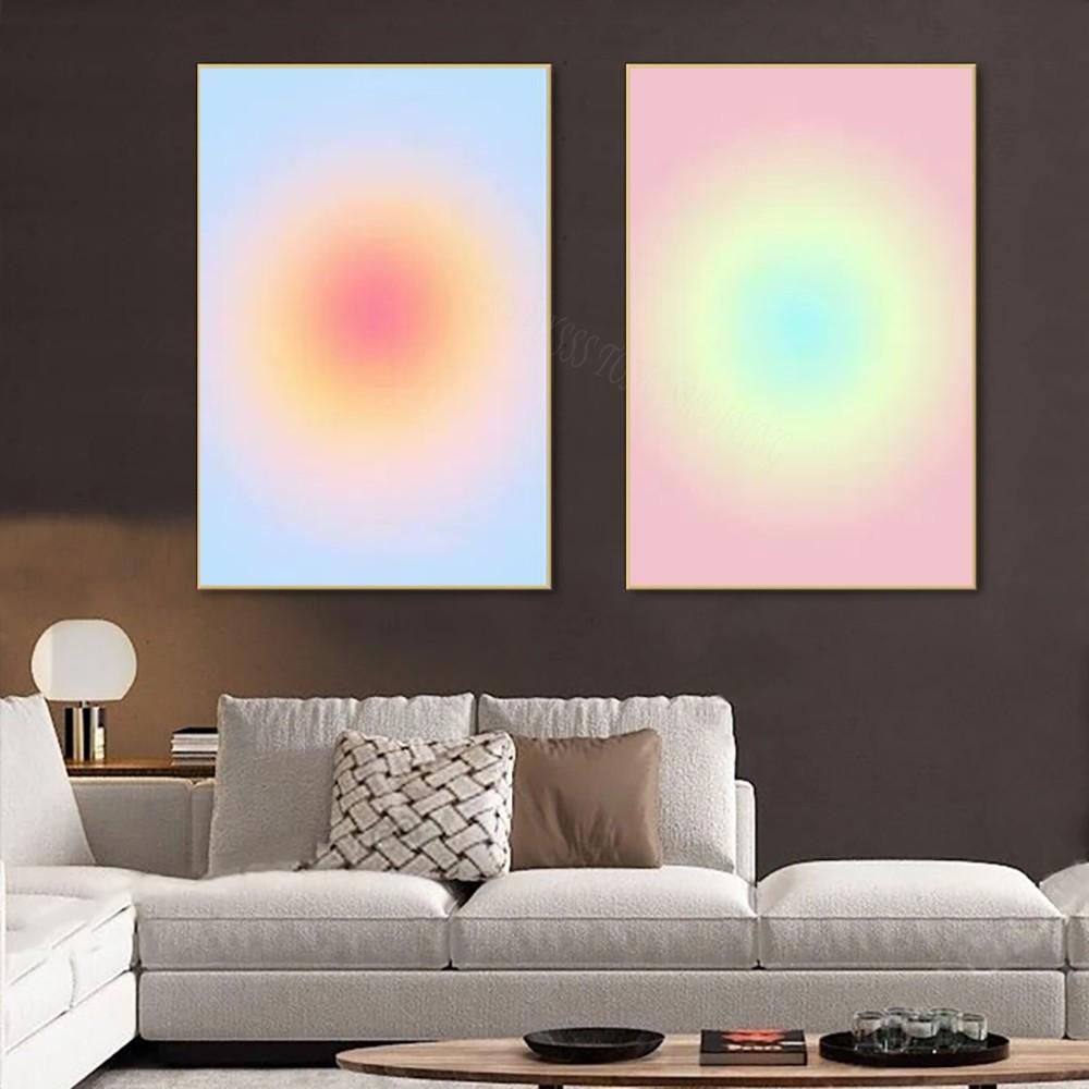 1pc Gradient Aura Self-adhesive Art Poster Waterproof Paper Sticker Coffee House Bar Room Wall Decor