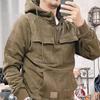 Men's Large Patch Pocket Drawstring Long Sleeve Half-Zip Hoodie clothes sale