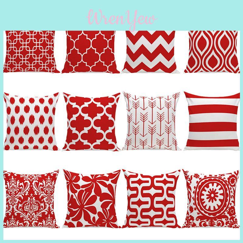 Stunning Red Geometric Wave Pillow Case For Sofa Car And Home Decoration