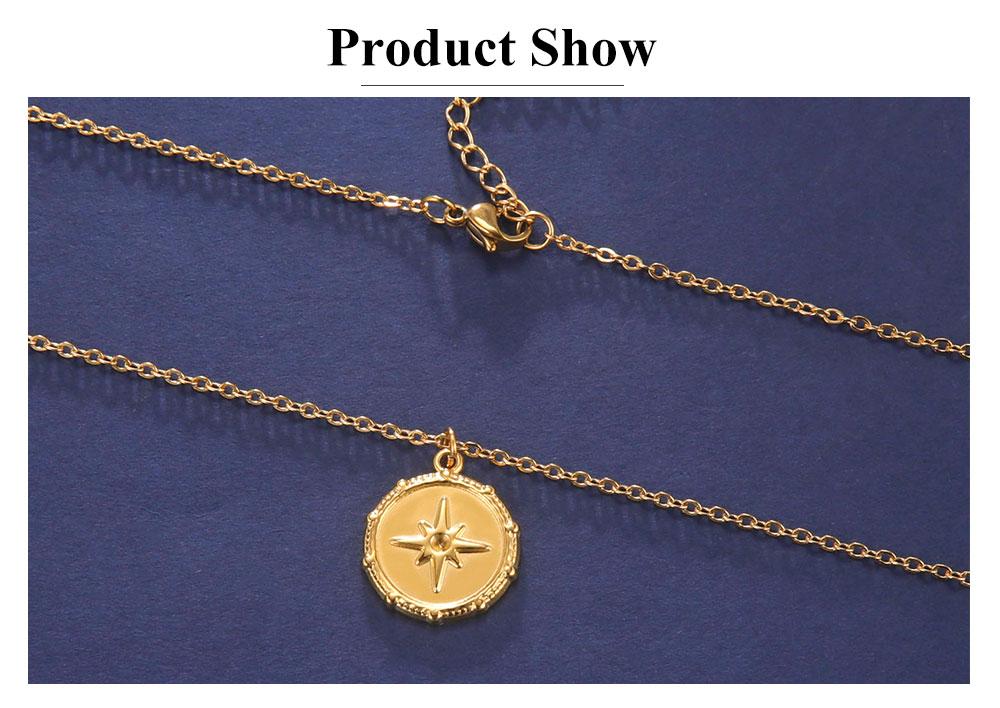 Cazador North Star Pendant Necklace for Women Gold Color Coin Stainless Steel Choker Chain Necklace Jewelry Mother Day Gift New