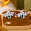 Cute Rainbow Zircon Bee Stud Earrings for Women Delicate Animal Insect  Earrings Wedding Party Jewelry