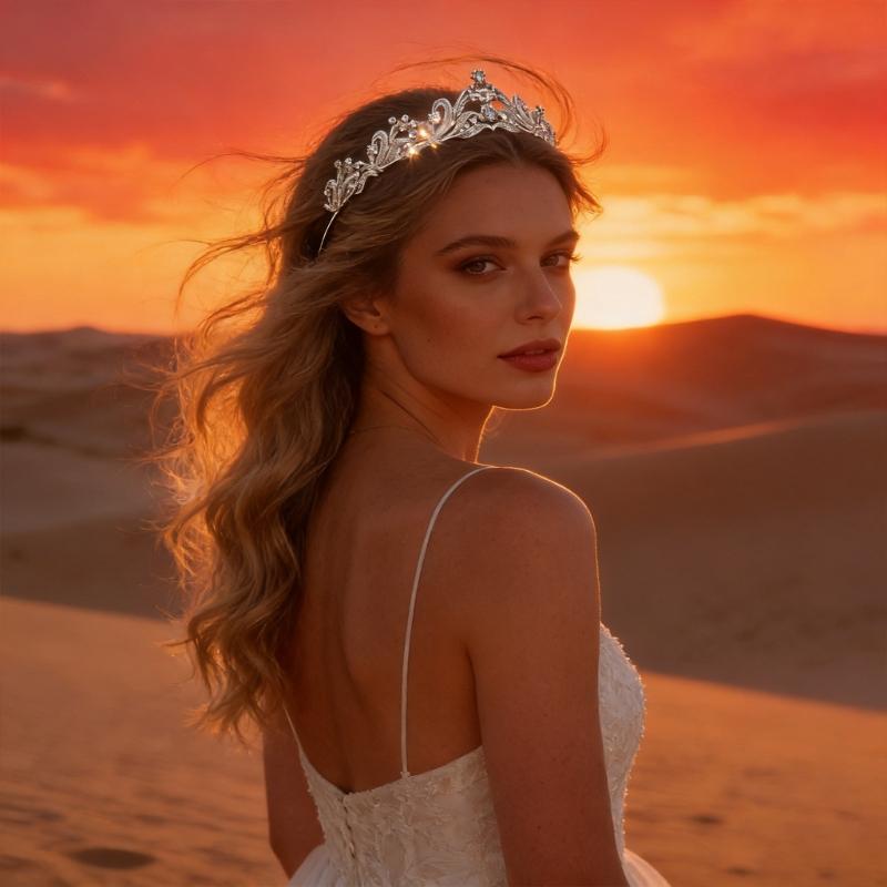 Fashionable Silver Bridal Tiaras with Rhinestones Adjustable Queen Crowns Portable for Prom and Stage Performances