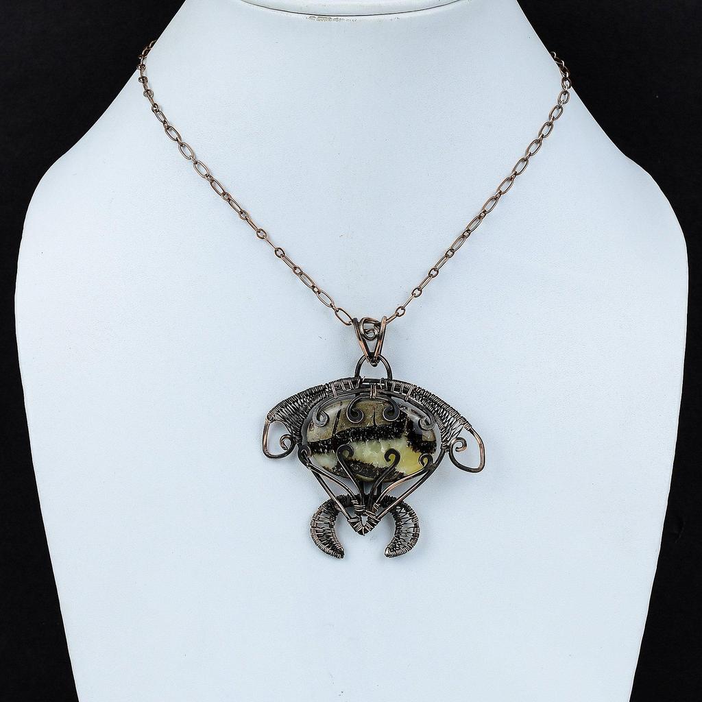 Septarian Copper Pendant Copper Wire Wrapped Tortoise Pendant Handmade Jewelry Gemstone Pendant For Women Wire Wrapped Pendant Gift For Mom