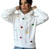 Europe, America autumn and winter women's sweater fashion color love jacquard hooded long-sleeved knitted sweater