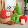 Stuffed Capybara Plushie In Avocado Cushion Soft Fuzzy Plush Pig Hiding In Apple Plush Capibara Toy Throw Pillow Birthday Gift