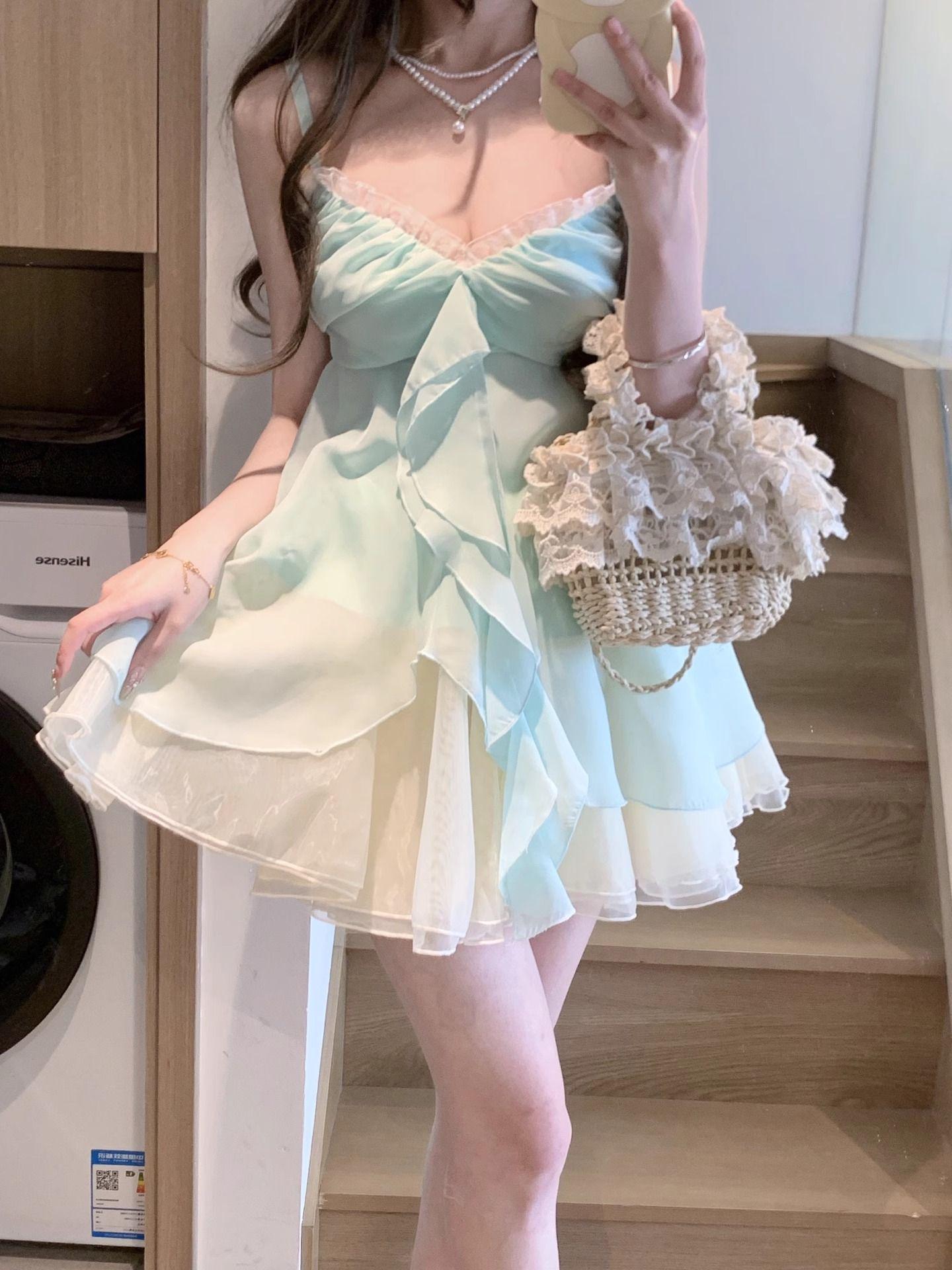 Petite Tea-Toned Summer Set: Sweet & Elegant Camisole Top with Puffy Skirt Two-Piece. S