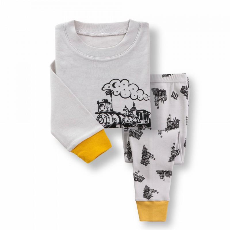 Cartoon Kids Cotton Pajamas Set Long Sleeve Sleepwear Boys Girls 90-140cm
