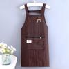 Striped Zippered Cotton Apron With Straps Breathable Apron Kitchen Oil Resistant Aprons Women's Dirt Resistant Work Clothes