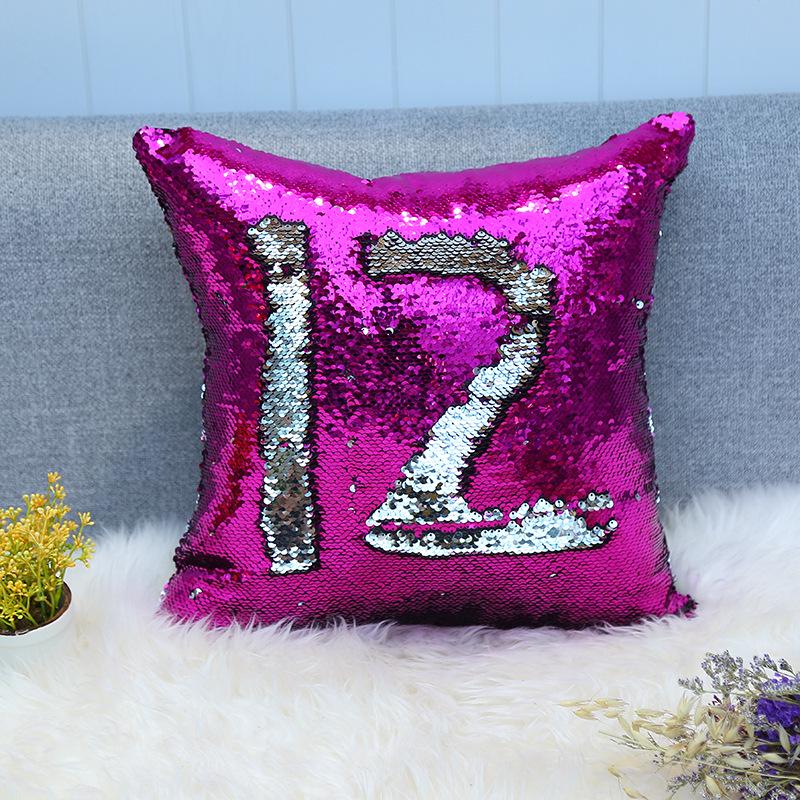 Sequined Pillowcase Contrasting Color Digital Series Cushion Cover Car Sofa Bedside Cushion Cover