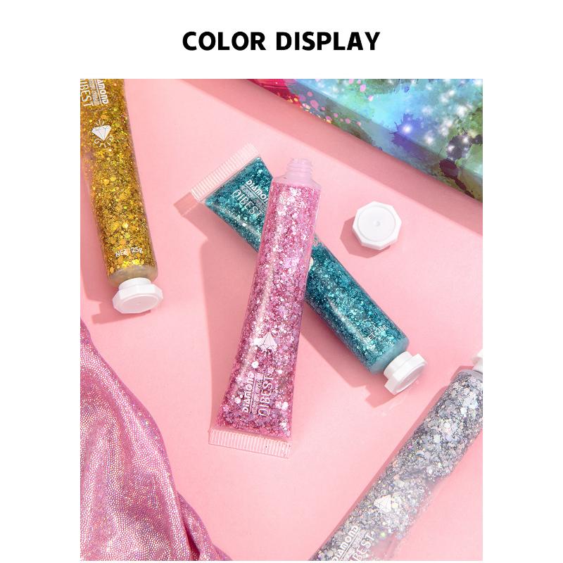 QIBEST Burst Glitter Eyeshadow Glitter Cream Face Body Polarized Glitter Cream Highlighter Oslnivý rozjasňující oční stín