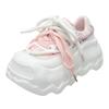 Fashion Pink/Black Causal Platform Sneakers for Women Shoes Comfort/light 8CM Sponge Foam Bottom Big Head Lace-Up Running Shoes Zapatos