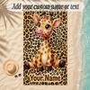 Leopard Theme Soft Beach Towel Personalized Custom Name Text Towel Portable for Beach Pool Travel