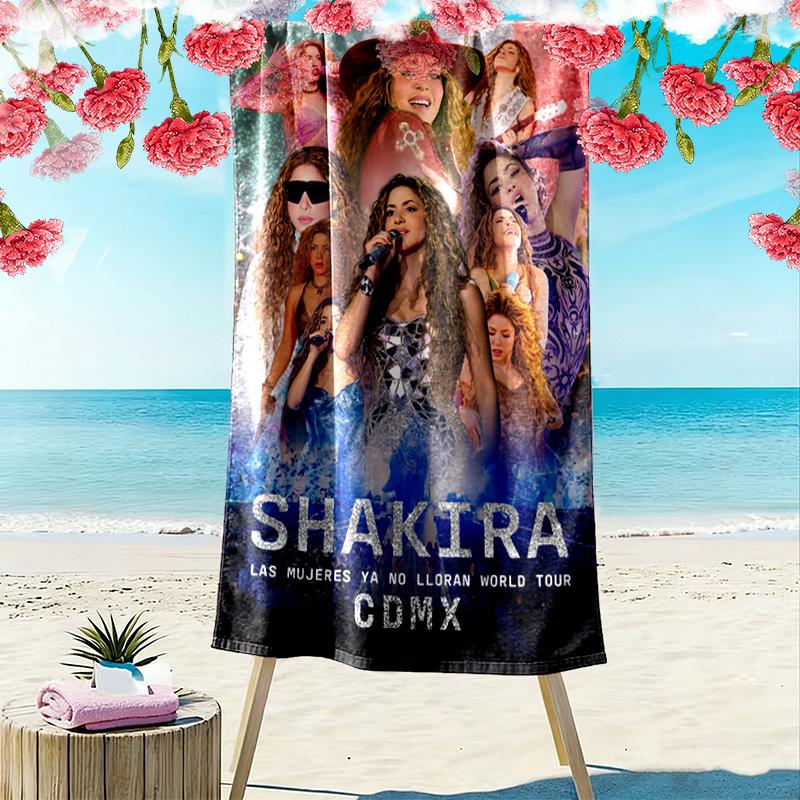 Asciugamano da Spiaggia con Stampa di Shakira, Asciugamano Grande Morbido ad Asciugatura Rapida per Spiaggia Campeggio Nuoto