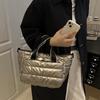 Quilted Shoulder Bag Nylon Down Padded Ladies Messenger Bag Fashion Casual Large Capacity Handbags for Winter Female Tote