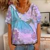 Summer Women's Short Sleeved New Flower Animal Painting 3D Printed Short Sleeved T-shirt