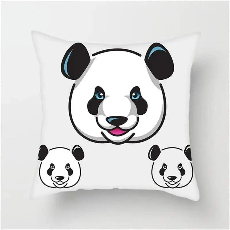 Urocza poszewka na poduszkę z nadrukiem pandy do domu, sypialni, salonu, na sofę, 45x45cm, poszewka z brzoskwiniowej skóry, prezent