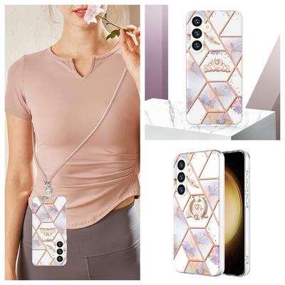 Taç Ekleme Mermer Çıkarılabilir Toka İpi veya Düşme Önleyici Halka veya Samsung iPhone Xiaomi Redmi Oppo Nokia Moto için Pürüzsüz Tasarım Kılıf...