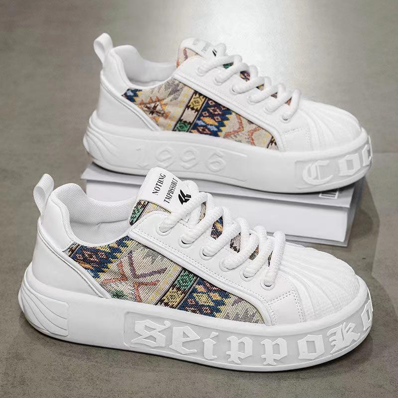 

Массивные кроссовки мужские дизайнерские с мыском-ракушкой, белые туфли, модные, повседневные, дышащий верх, увеличивающие рост, на плоской платформе, туфли для скейтборда 44