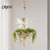 Small Herbaceous Plant Container Ballet Dancer & Mermaid Hanging Planter, Resin Shell-Shaped Flower Pot with Metal Chains, Lightweight Basket