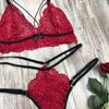 Women's Fashion Sexy Lace  Split Suit Sexy Wireless Bra Underwear Panties