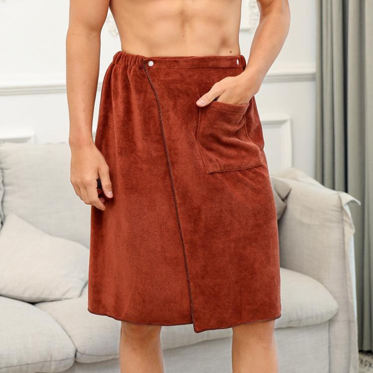 Men's Microfiber Quick-Dry Bath Skirt - Soft, Absorbent, Wearable Towel with Buckle