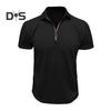 Men Summer Shirt Thin Short Sleeve Zippered Lapel Top Jacquard Pullover Loose Shirt for Commuting Travel Outdoor
