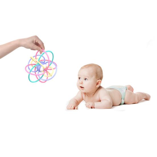 Sensoryczna piłka dla niemowląt, gryzaki dla dzieci w wieku 0-3 lat, miękka plastikowa piłka do gryzienia, zabawka do treningu chwytu ręką, piłka grzechotka