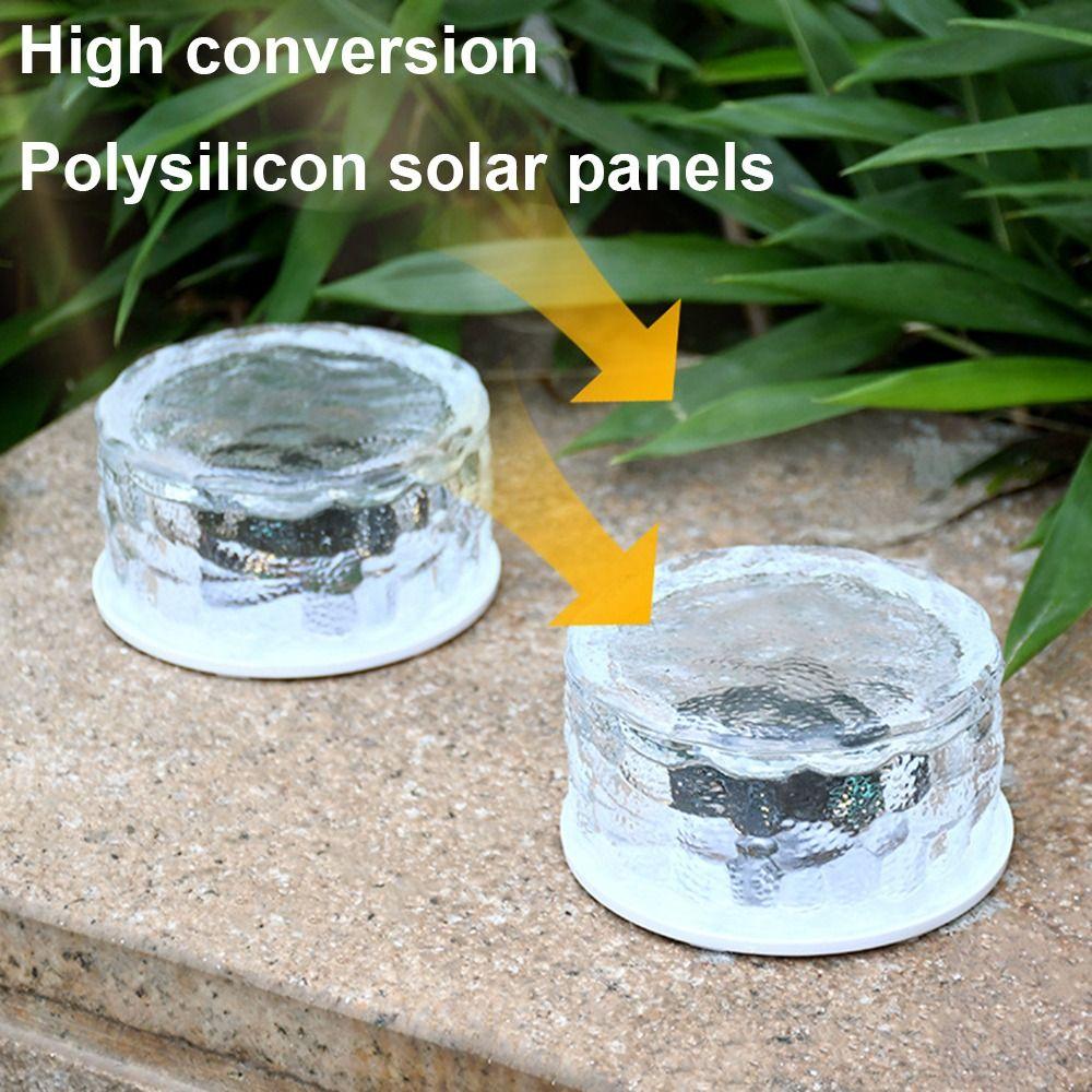 Solar Power Solar Ice Brick Light Round Deck Lights Outdoor Buried Light  Lawn Garden Decor