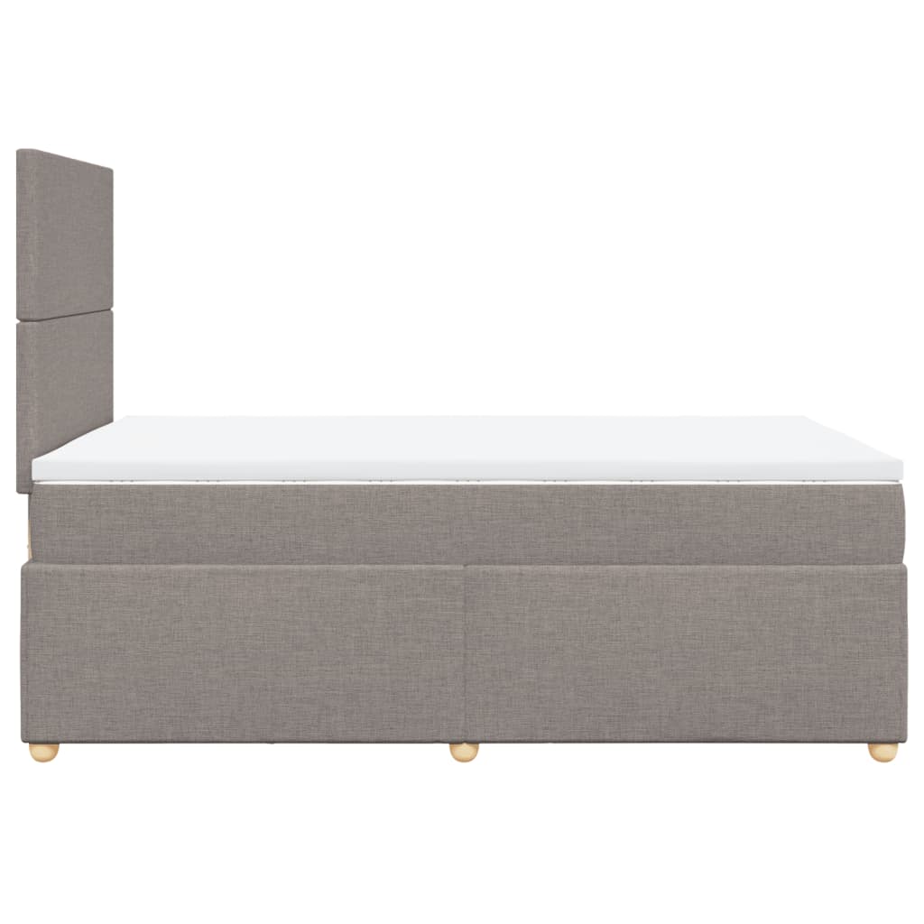 Vidaxl Łóżko Kontynentalne Z Materacem, Taupe, 120X190 Cm, Tkanina