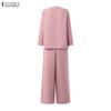 ZANZEA Dámské ležérní dvoudílné sady obleků s dlouhým rukávem a kalhotami