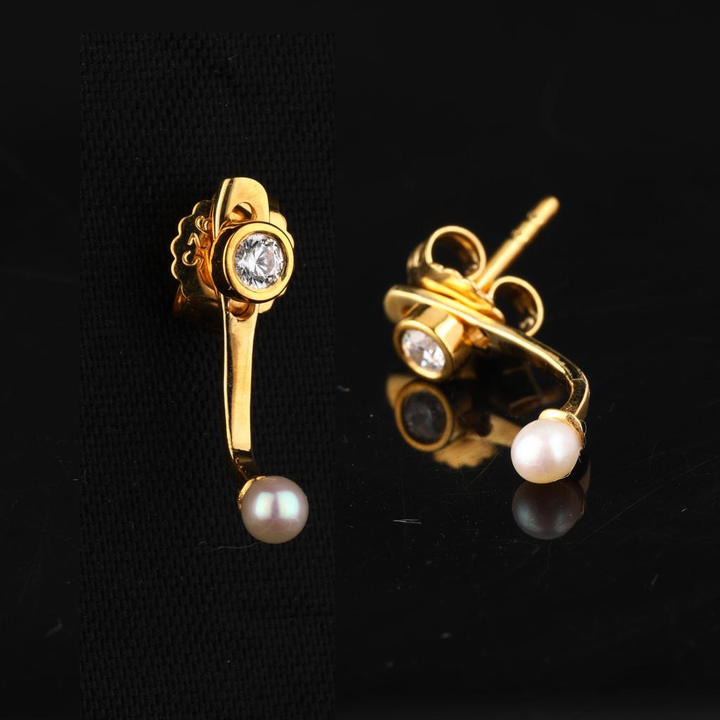 Pearl & Cubic Zirconia Earrings 925 Sterling Silver Jewelry Gift