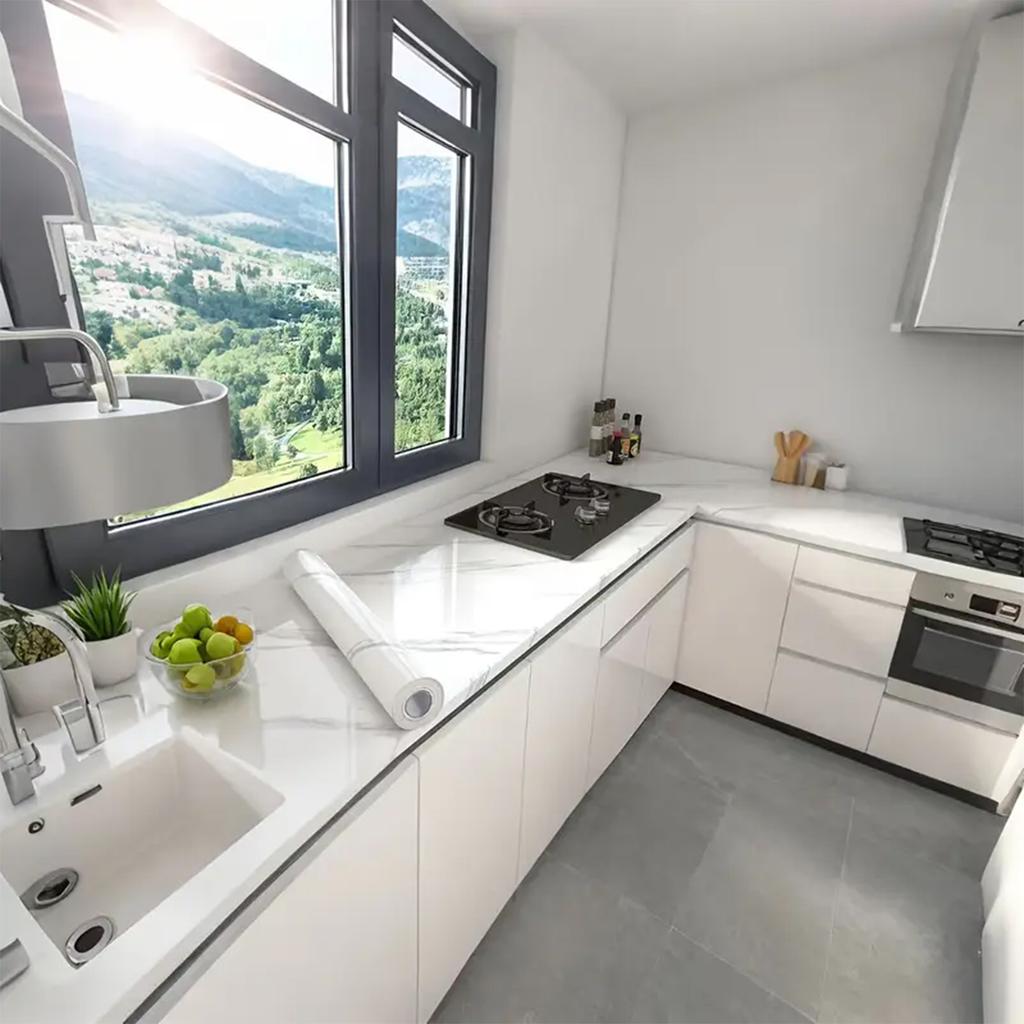 Modern Marble Peel & Stick Wallpaper - Waterproof PVC Self-Adhesive Vinyl for Kitchen Bathroom Cabinets Walls - DIY Home Decor