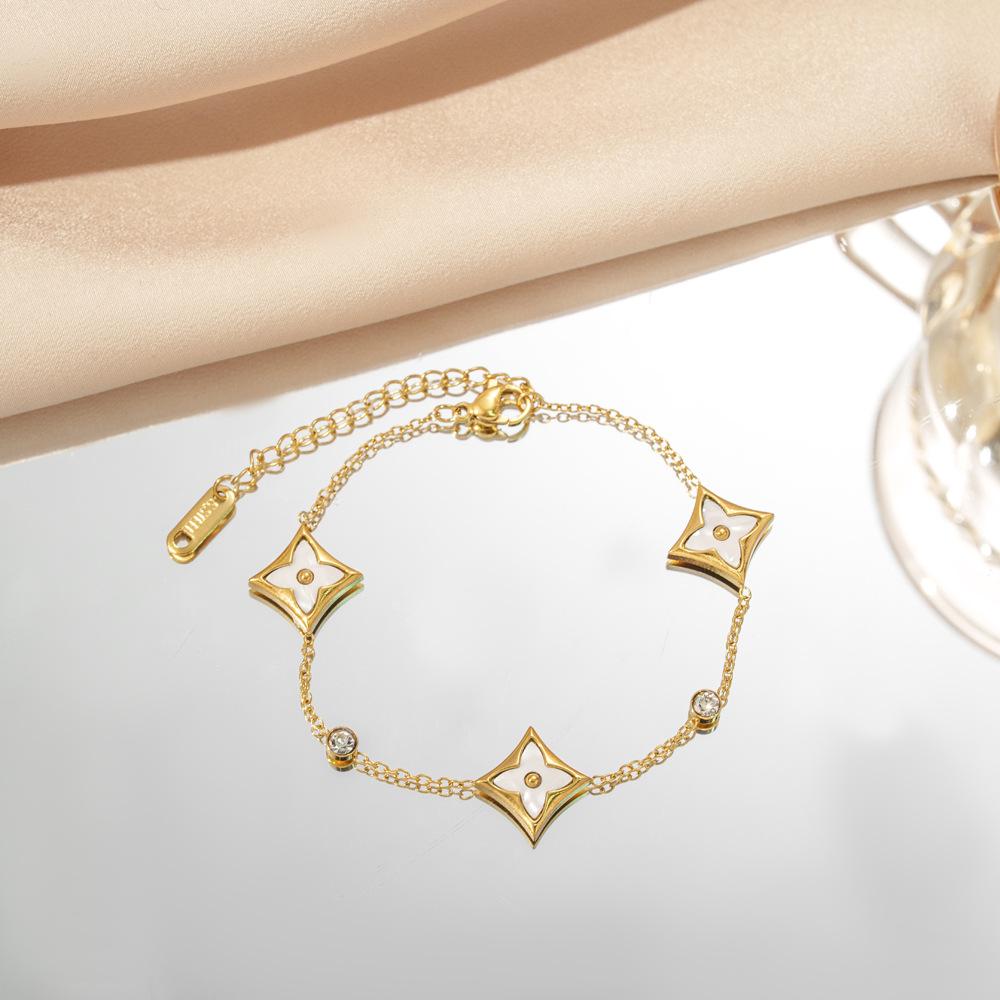 

Titanium steel bracelet with a light luxury and high-end feel, 18K real gold minimalist women s bracelet
