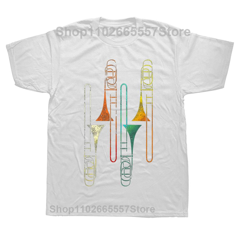 Funny Trombone Gift Jazz Music Marching Band T Shirts Graphic Cotton Streetwear Short Sleeve Birthday Gifts Summer Style Tshirt