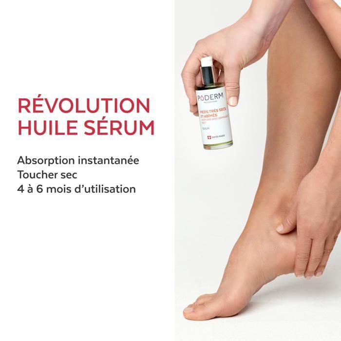 PODERM • PIEDS TRÈS SECS ET ABÎMÉS • Nourrit pendant 24h • Des pieds visiblement réparés en 7 jours • 100% naturels • Swiss Made