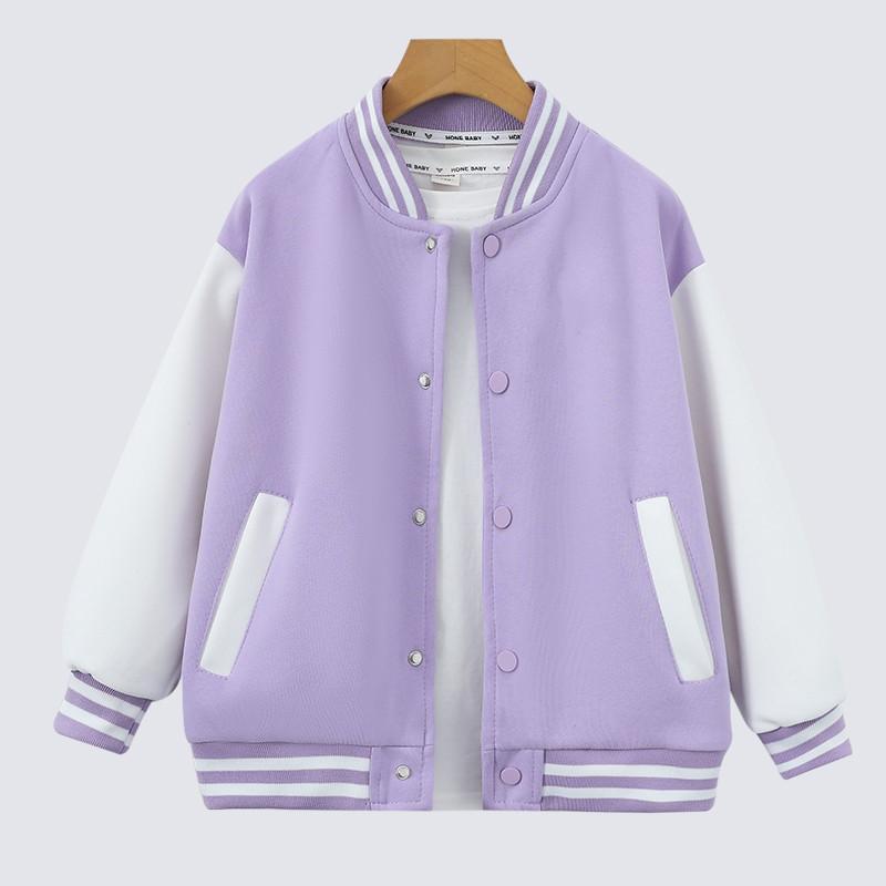 Stilvolle Kinder Baseballjacke Frühling Herbst Lässiger Kinder Cardigan Sportmantel Mädchen Teenager 170cm violett